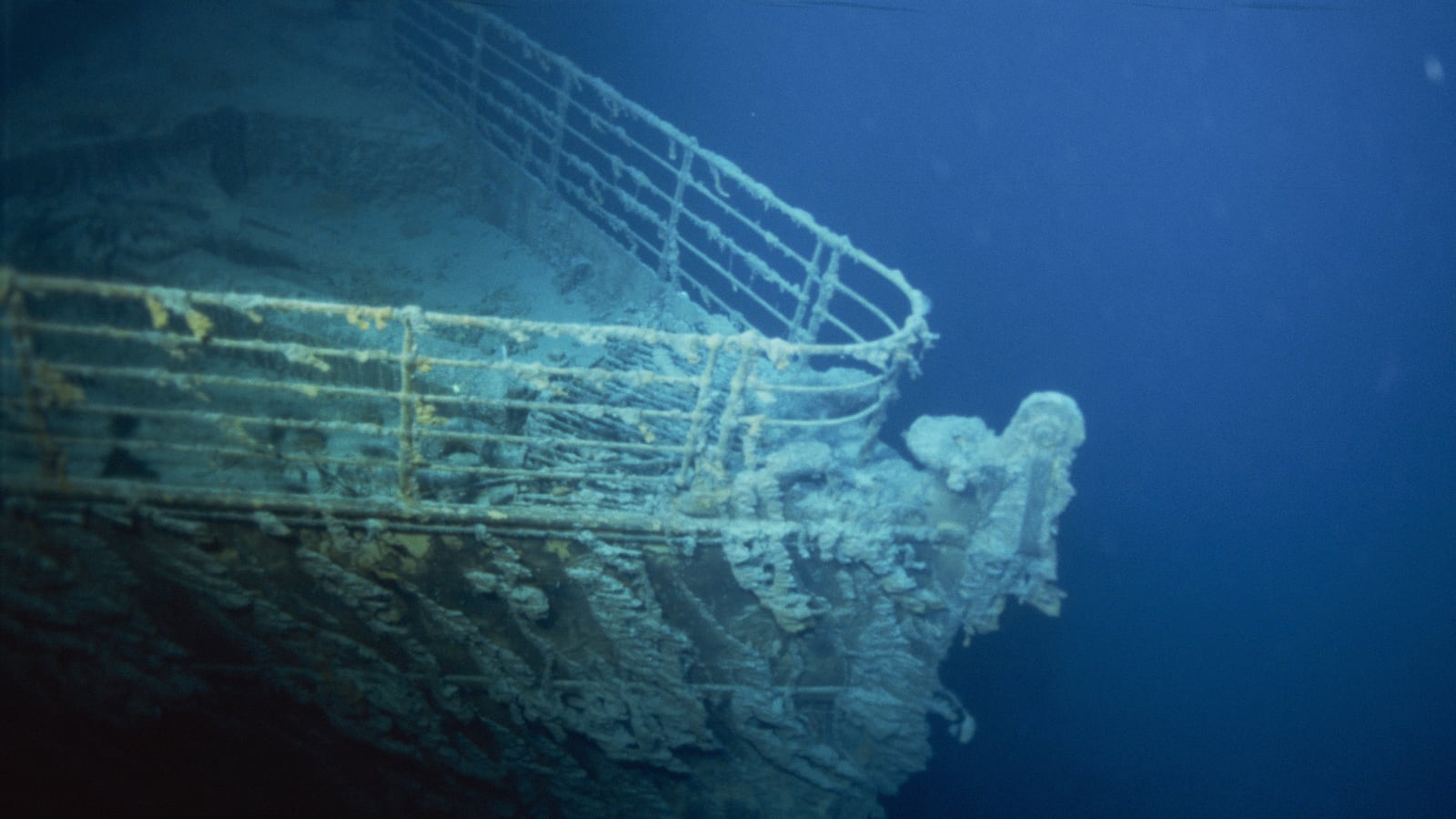 The bow of the ship done in the Atlantic Ocean the North of Newfoundland in 1996.