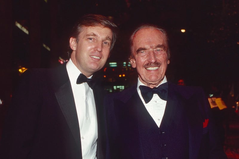 Donald Trump and his father Fred Trump (1905 - 1999) attend a book release party to celebrate ‘Trump: The Art of the Deal’ in 1987. (Photo by Sonia Moskowitz/Getty Images)