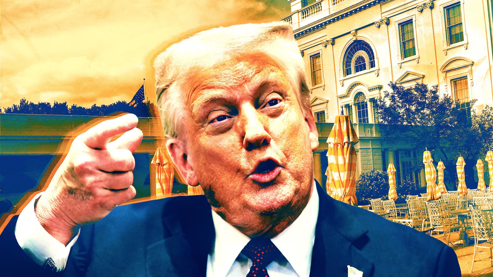 Trump is grumpy of damaged stonework in the White House Garden.