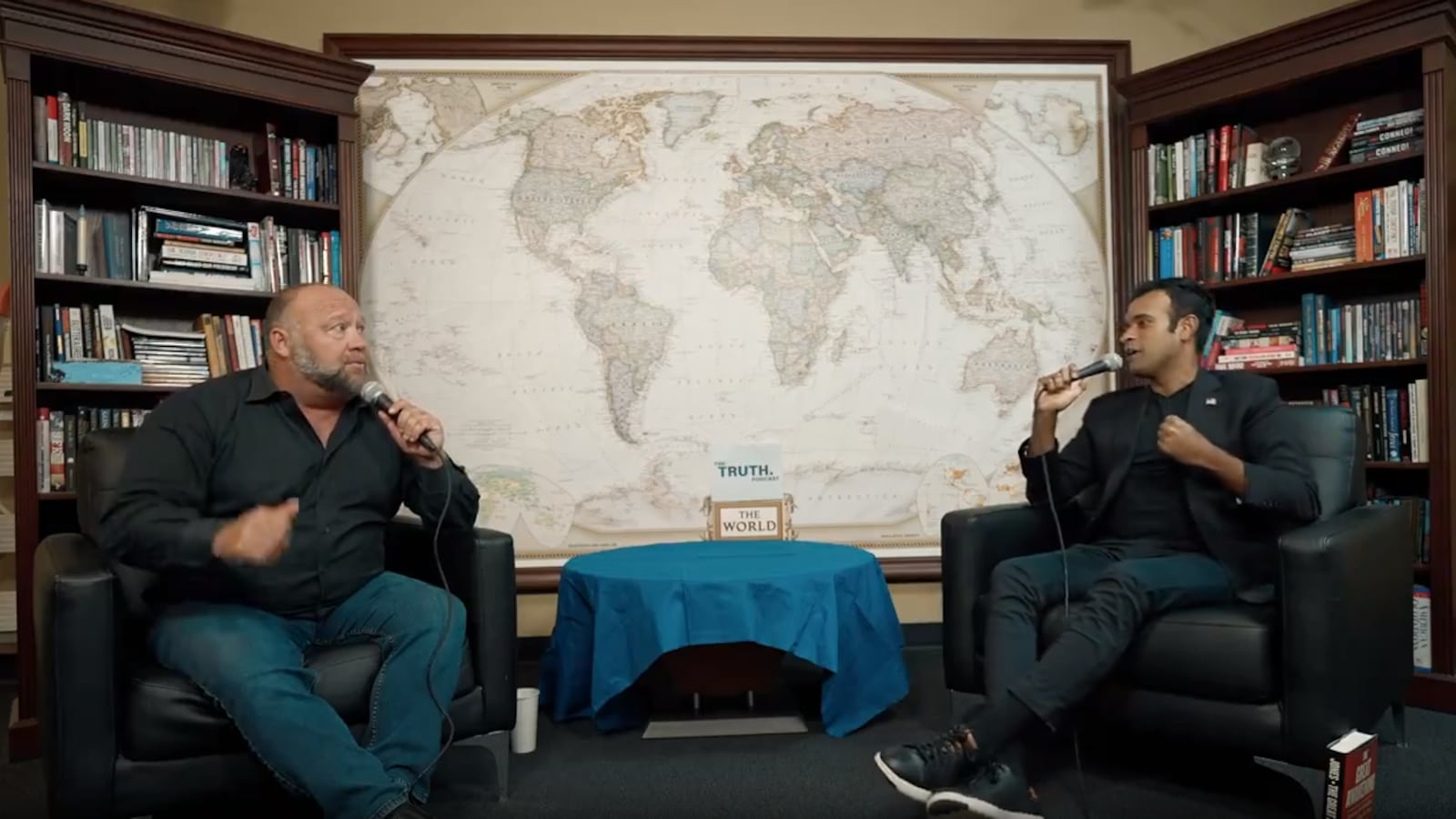 Alex Jones sits down with Vivek Ramaswamy on Ramaswamy's podcast.