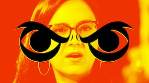 Bari Weiss with angry CBS eyes