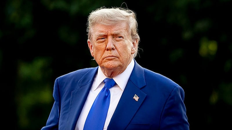 THE HAGUE, NETHERLANDS - JUNE 24: President of the United States Donald Trump arrives at Huis ten Bosch Palace for a dinner during the NATO Summit 2025 on June 24, 2025 in The Hague, Netherlands. (Photo by Patrick van Katwijk/Getty Images)