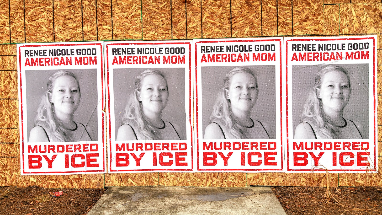 Businesses boarded up in parts of Minneapolis display posters of Renee Nicole Good