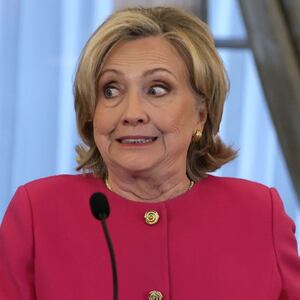 Former U.S. Secretary of State Hillary Clinton speaks during an unveiling of her portrait at the State Department on September 26, 2023 in Washington, DC. Secretary Clinton joined her predecessors to have their portraits hung at the seventh floor of the State Department.