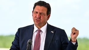 Florida Governor Ron DeSantis speaks during a press conference at the South Florida Detention Facility, nicknamed "Alligator Alcatraz," at the Dade-Collier Training and Transition Airport in Ochopee, Florida, on June 25, 2026. DeSantis announced that the facility is now closed and all detainees have been relocated. (Photo by CHANDAN KHANNA / AFP via Getty Images)