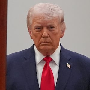 President Donald Trump, pictured arriving to address the nation on April 1, bragged about GOP unity despite the government shutdown chaos.