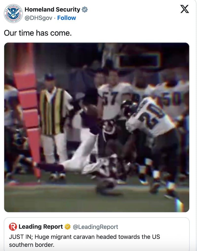 DHS use Brian Hawkins footage in a social media post.
