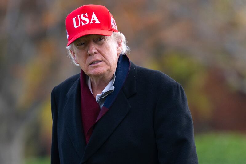 President Donald Trump arrives on the South Lawn of the White House on November 22, 2025 in Washington, DC.