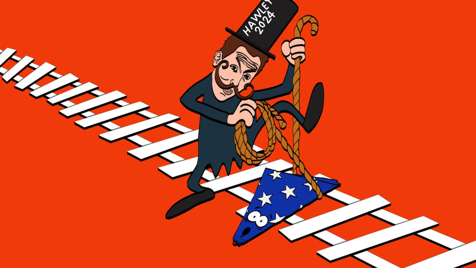 Villain on railroad tracks