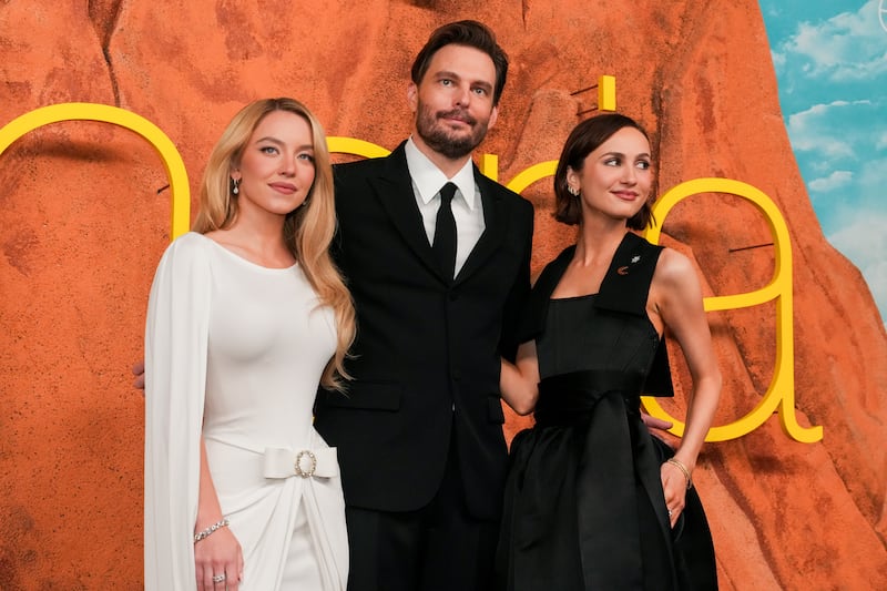 Sydney Sweeney,  Sam Levinson, and Maude Apatow at the Euphoria premiere last week.