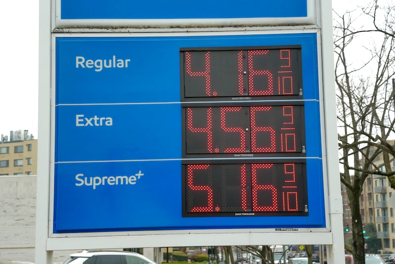 Average gas prices are the highest they have ever been during a Trump presidency. That includes a spike in prices in Washington, D.C., where the above station is located.