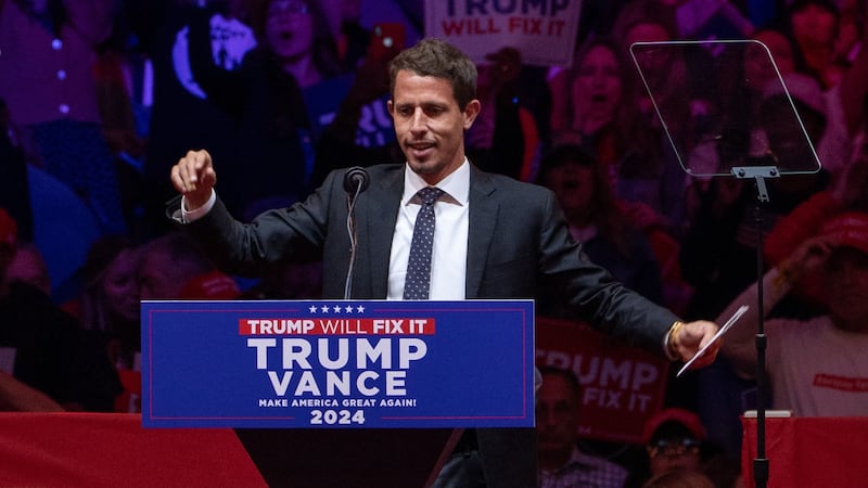 Comedian Tony Hinchcliffe at a rally for former president Donald Trump on Oct. 27 at Madison Square Garden in New York.