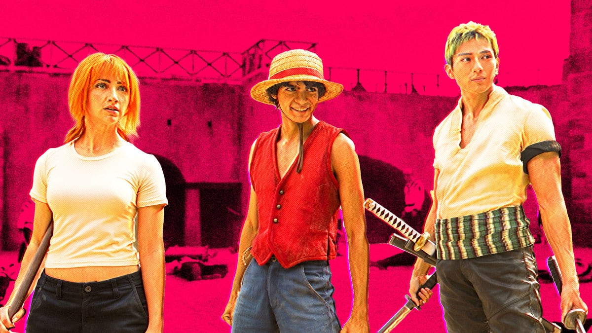 Photo illustration of a color-edited film still from One Piece.