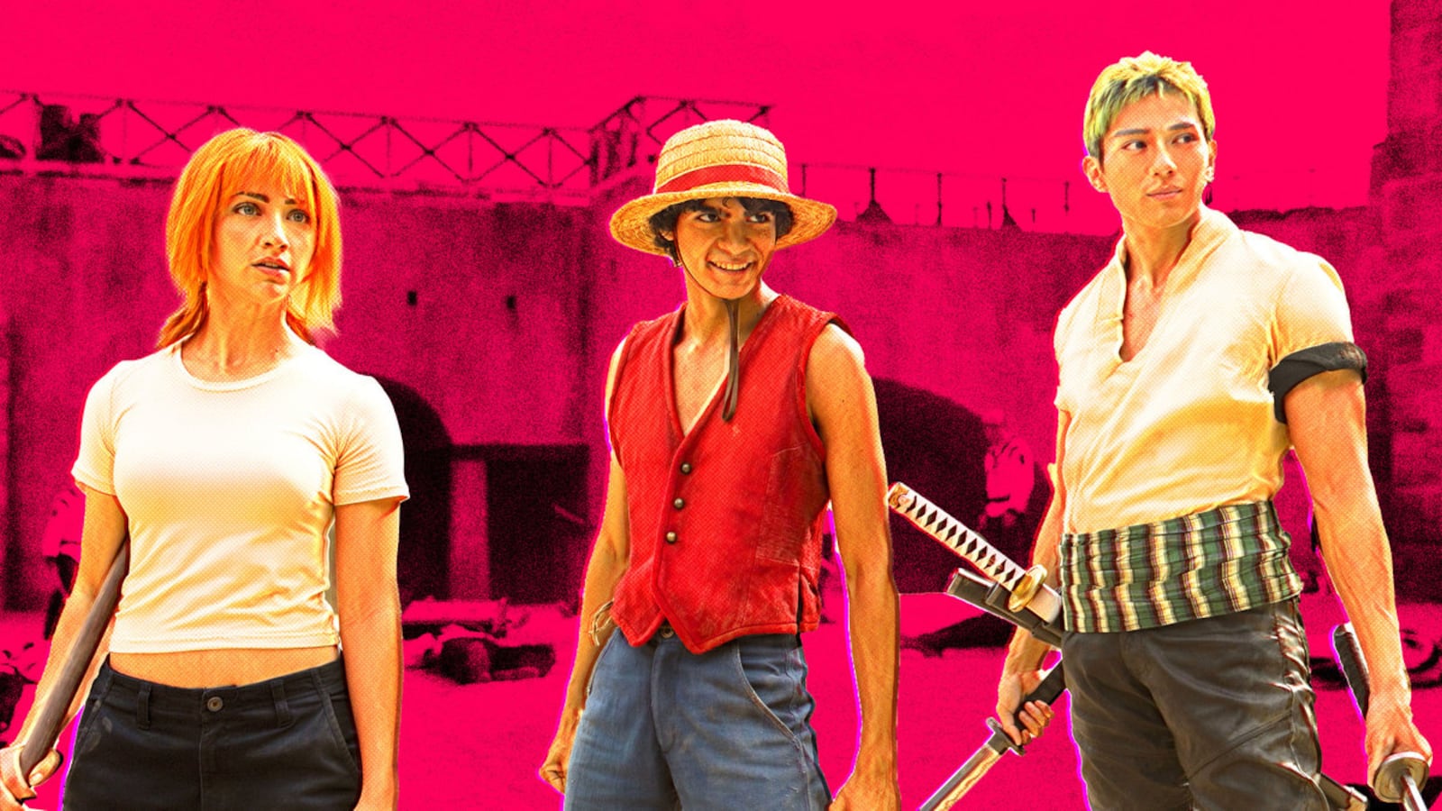Photo illustration of a color-edited film still from One Piece.