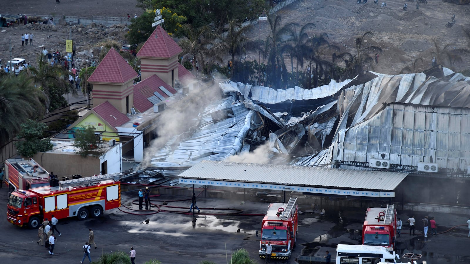 The burned amusement park after a fire, in Rajkot, in the western state of Gujarat, India