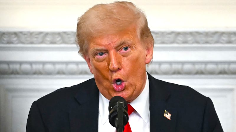 President Donald Trump speaks during a White House Faith Office luncheon in the State Dining Room of the White House, in Washington, DC on July 14, 2025.