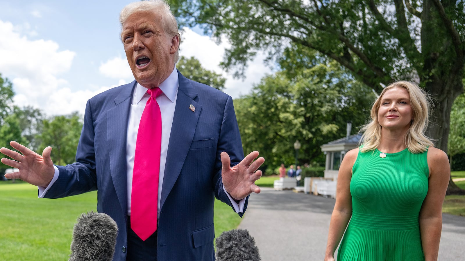U.S. President Donald Trump and White House Press Secretary Karoline Leavitt.