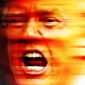 Donald Trump scream yelling with his face motion blurred