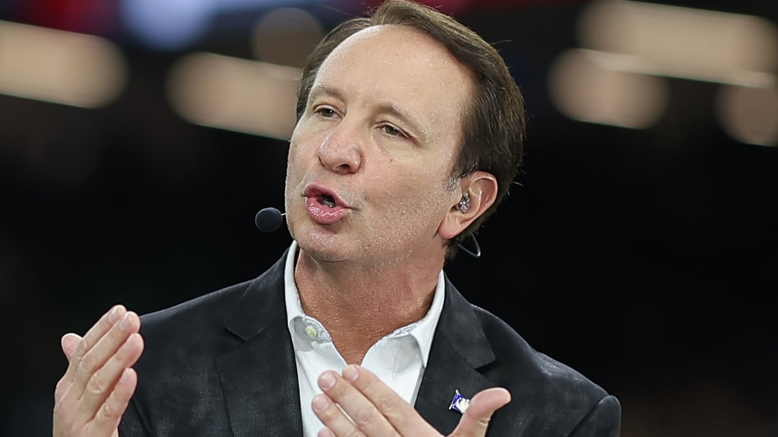 Louisiana Governor Jeff Landry is interviewed prior to the 91st Allstate Sugar Bowl between the Georgia Bulldogs and the Notre Dame Fighting Irish at Caesars Superdome on January 02, 2025 in New Orleans, Louisiana.