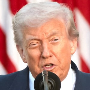 U.S. President Donald Trump delivers a speech during an event to posthumously award the Medal of Freedom to Charlie Kirk in the Rose Garden at the White House in Washington, D.C., U.S., October 14, 2025.