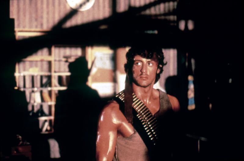 Sylvester Stallone on the set of <Rambo>