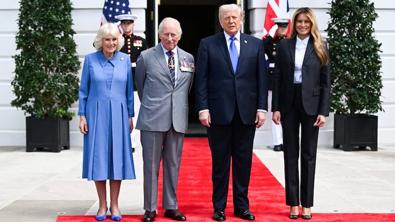 King Charles III, Queen Camilla, President Donald Trump and First Lady Melania Trump are pictured at the White House on the final day of the King and Queen's state visit in Washington, D.C. on April 30, 2026.