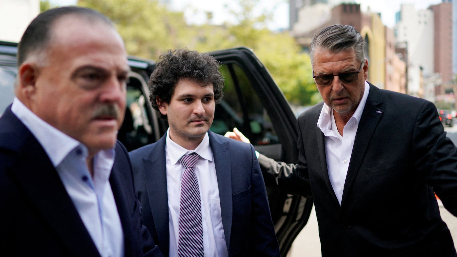 Sam Bankman-Fried, the founder of bankrupt cryptocurrency exchange FTX, arrives at court as lawyers push to persuade the judge overseeing his fraud case not to jail him ahead of trial, at a courthouse in New York, U.S., August 11, 2023.