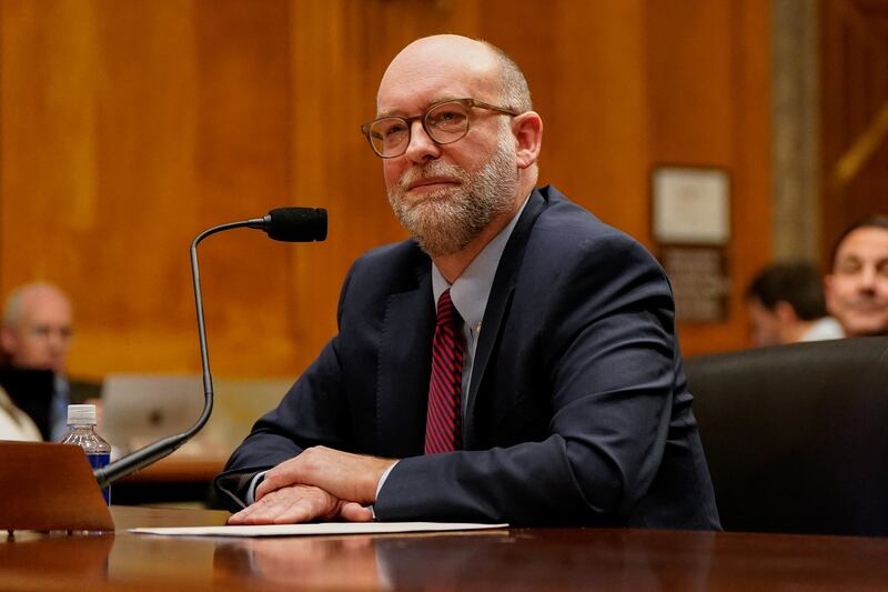 Russell Vought, U.S. President-elect Donald Trump’s nominee to be director of the Office of Management and Budget, testifies during a Senate Homeland Security and Governmental Affairs Committee confirmation hearing on Capitol Hill in Washington, U.S., January 15, 2025. REUTERS/Elizabeth Frantz