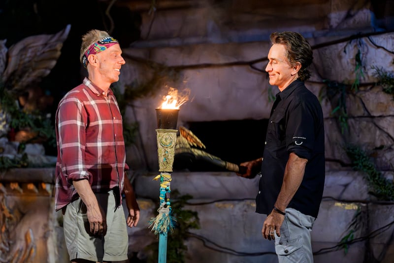 Mike White and Jeff Probst on "Survivor"