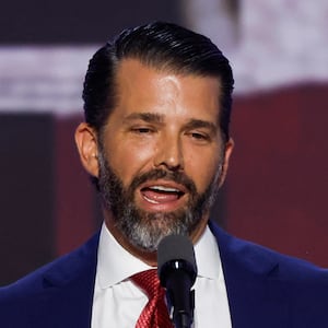 Donald Trump Jr., son of former U.S. President Donald Trump speaks on stage on the third day of the Republican National Convention at the Fiserv Forum on July 17, 2024 in Milwaukee, Wisconsin.