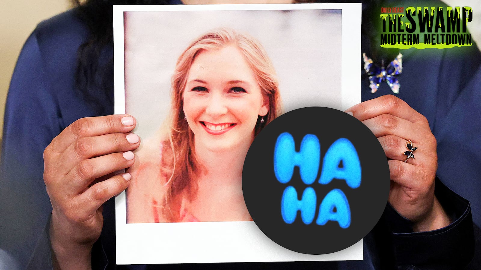 A photo illustration of a photograph of Virginia Giuffre for The Swamp.