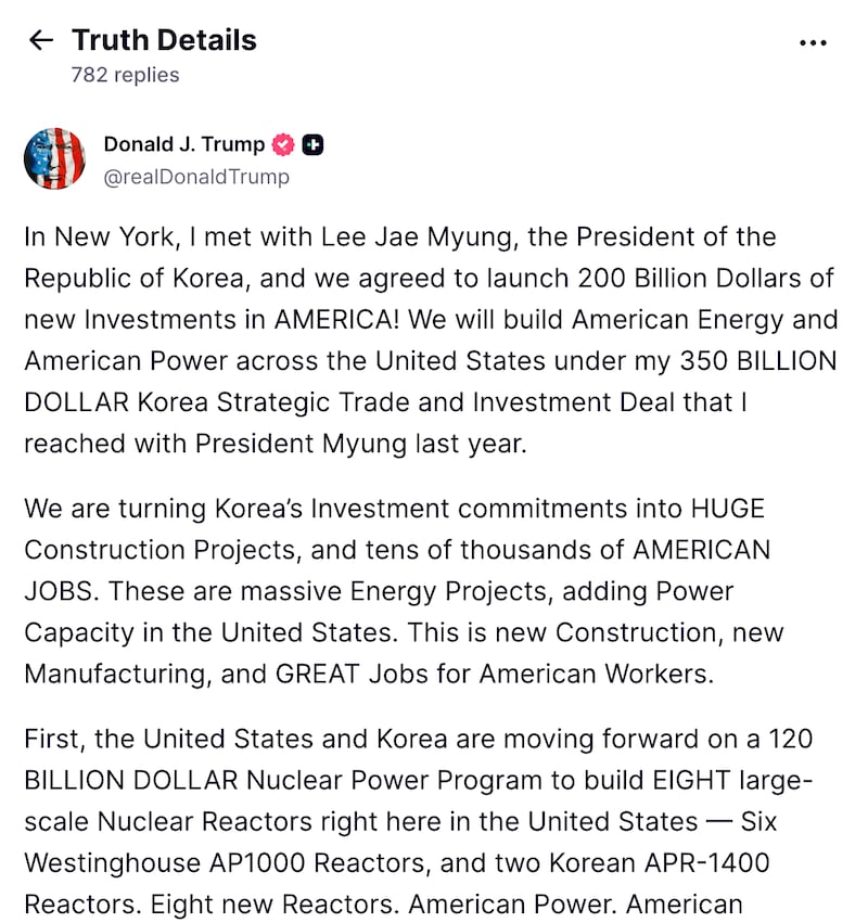 Trump boasted about a U.S.-South Korea energy and tariff deal that hadn't been finalized yet.