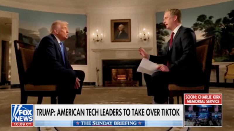 The President told Peter Doocy that he and a team of rich 'patriots' could spend a 'tremendous amount' on buying TikTok.