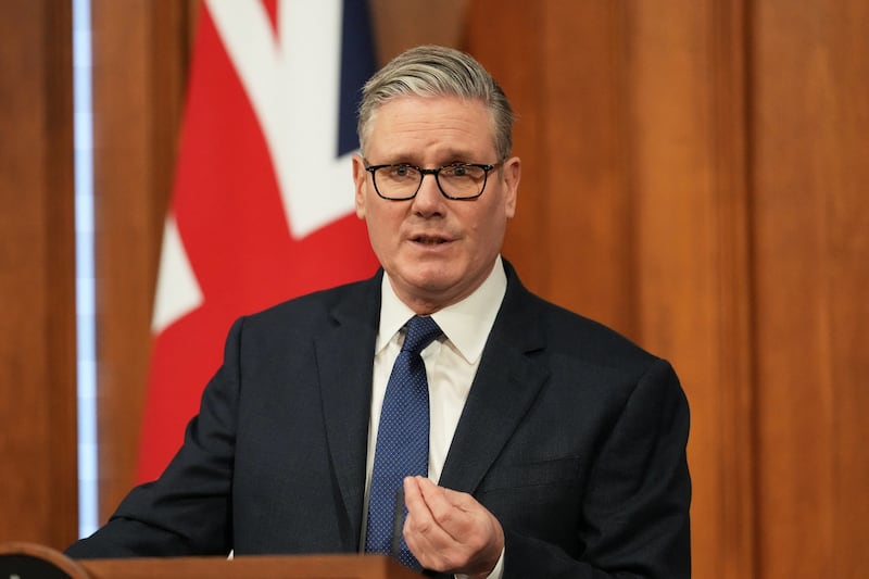 Britain's Prime Minister Keir Starmer speaks during a press conference at Downing Street in London, Britain, April 1, 2026.  Frank Augstein/Pool via REUTERS