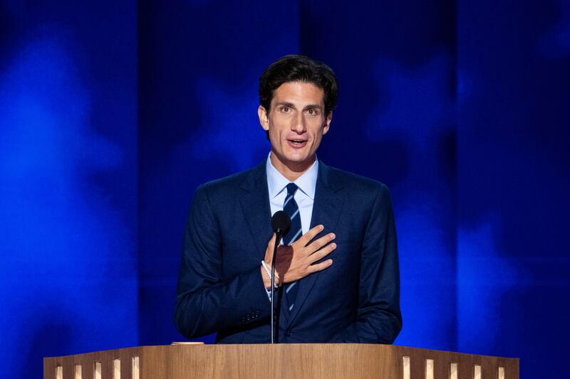 WASHINGTON - AUGUST 20: Jack Schlossberg, grandson of President John F. Kennedy, speaks during day two of the 2024 Democratic National Convention in Chicago on Tuesday, August 20, 2024. (Bill Clark/CQ-Roll Call, Inc via Getty Images)