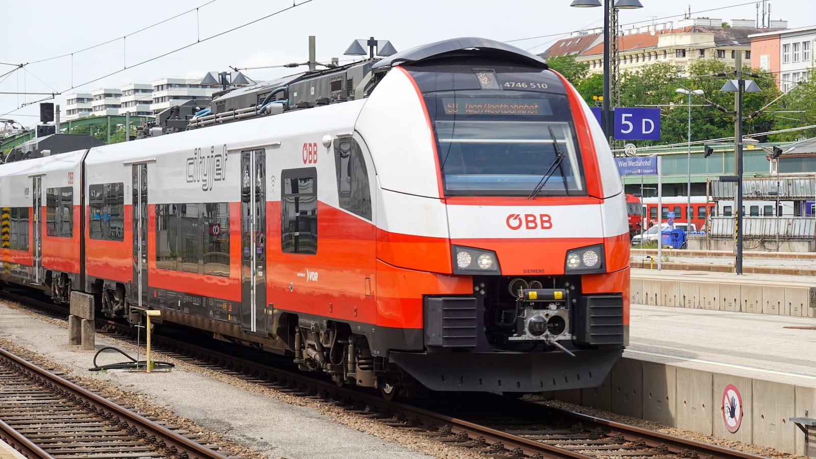 Multiple OEBB (Austrian Federal Railways) Cityjet trains are at platforms of Wien Westbahnhof railway station in Vienna, Austria, on June 7, 2025. The station serves regional and suburban routes and remains a key transport hub within the Austrian railway network. (Photo by Michael Nguyen/NurPhoto via Getty Images)