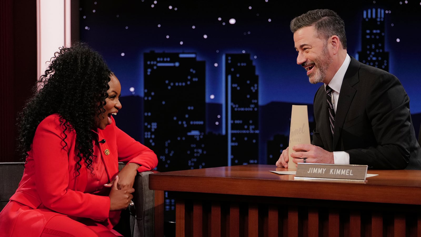 Jasmine Crockett and Jimmy Kimmel