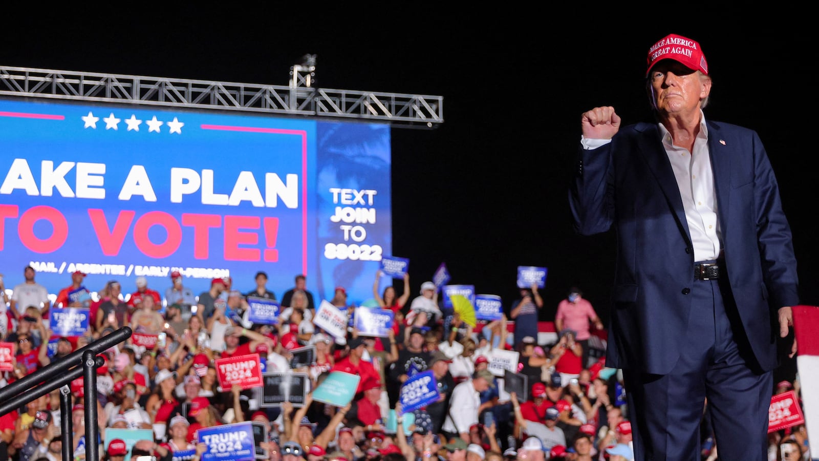Republican presidential candidate and former U.S. President Donald Trump attends a campaign rally at his golf resort in Doral, Florida, U.S., July 9, 2024.