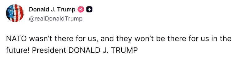 Trump Truth Social post about NATO