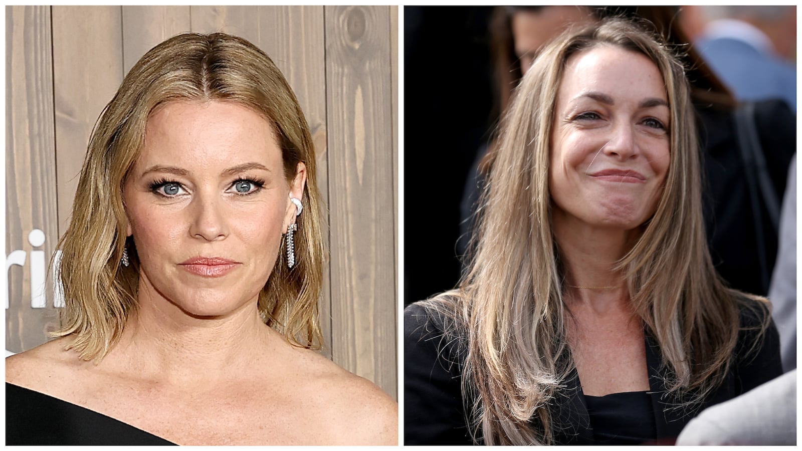 Actress Elizabeth Banks pictured left, Karen Read pictured right.