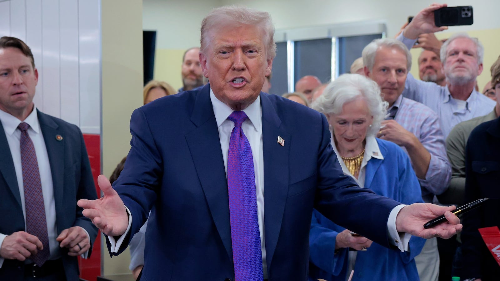 ROME, GEORGIA - FEBRUARY 19: U.S. President Donald Trump speaks at The Varsity on February 19, 2026 in Rome, Georgia. Trump delivered remarks on the economy and affordability as the state has started voting to replace the seat vacated by former Rep.Marjorie Taylor Greene. (Photo by Chip Somodevilla/Getty Images)