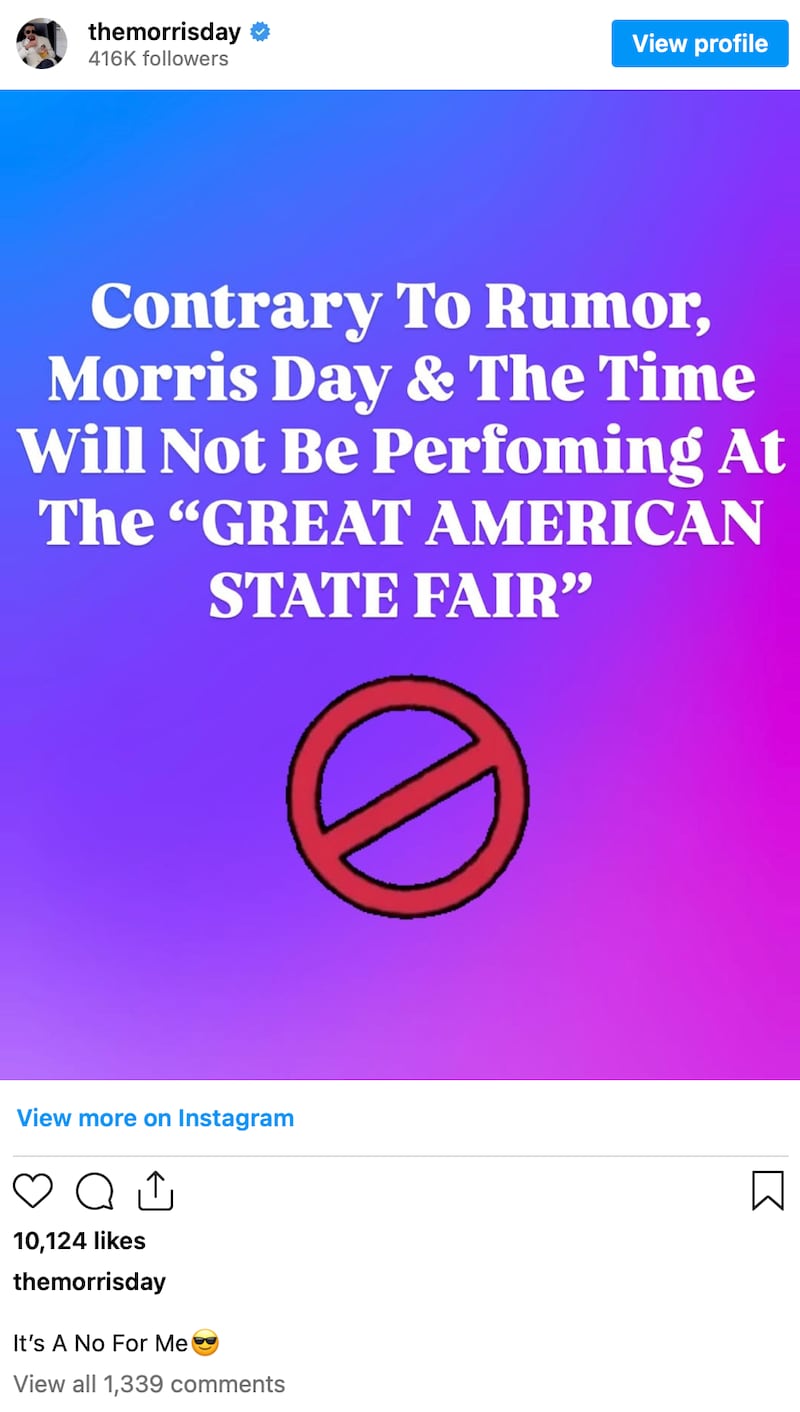 Morris Day pulls out of the MAGA event.