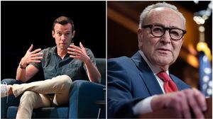 Jon Favreau of Pod Save America and Chuck Schumer