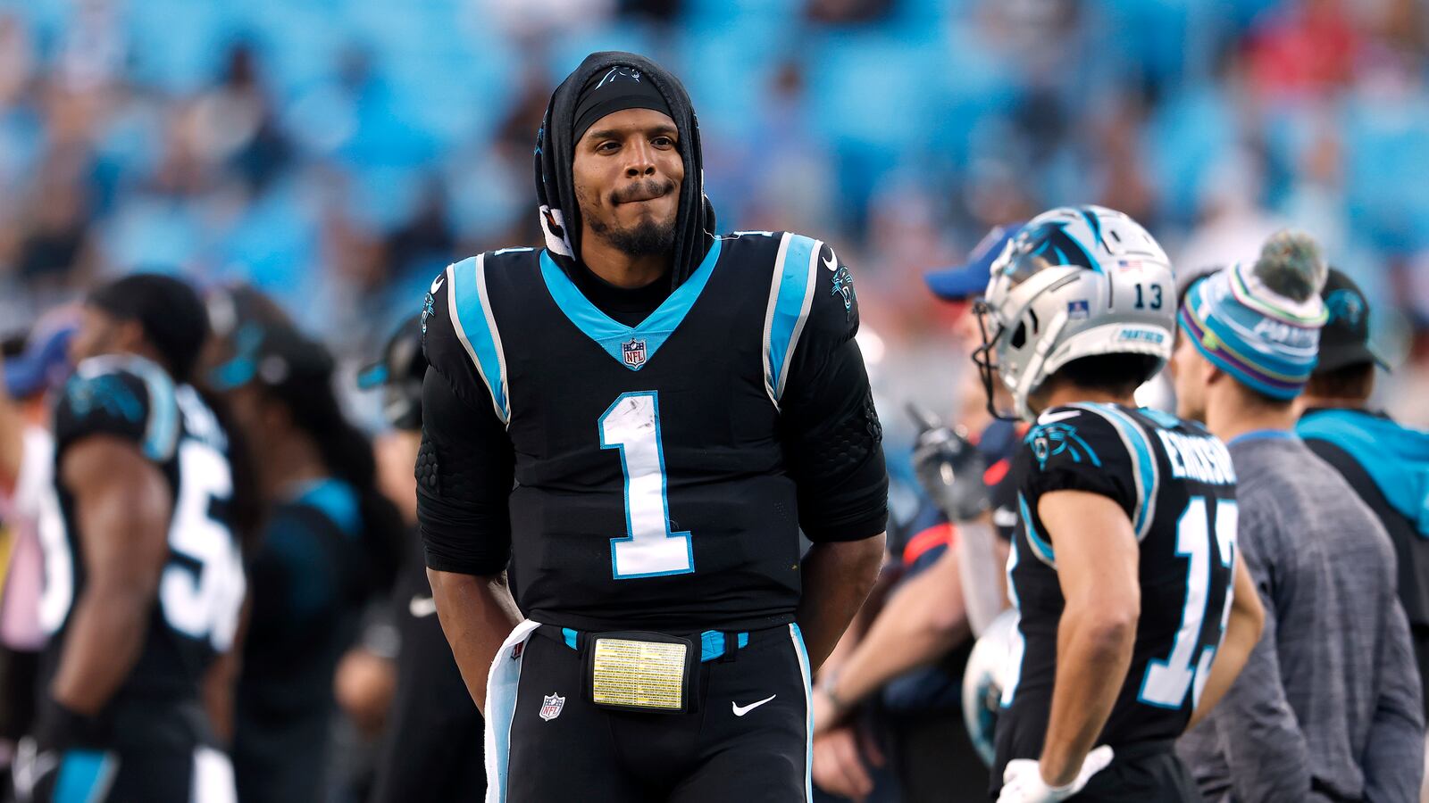 Cam Newton #1 of the Carolina Panthers in 2021