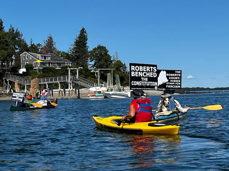John Roberts protest at Port Clyde