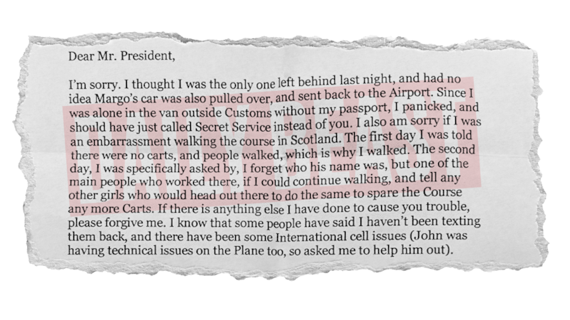 The letter Natalie Harp sent to Donald Trump