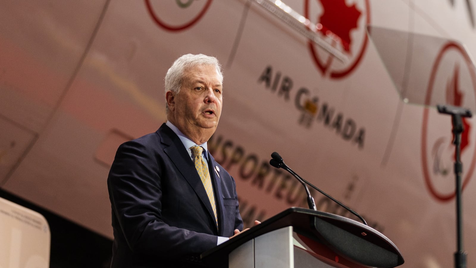 Toronto, ON - May 30: President and CEO of Air Canada Michael Rousseau. Team Air Canada athletes, Canadian Olympic and Paralympic leaders and Air Canada officials host a press conference in the lead up to the summer olympic games in Paris France PD Nick Lachance/Toronto Star Nick Lachance/Toronto Star (Nick Lachance/Toronto Star via Getty Images)