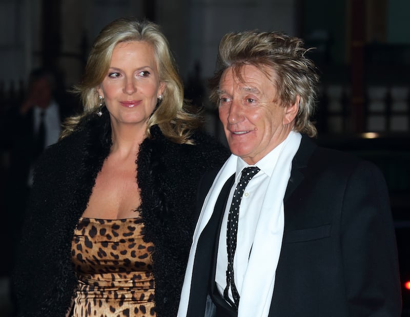 Sir Rod Stewart and wife Penny Lancaster attend a reception and awards ceremony at the Royal Academy of Arts on October 11, 2016, in London, England.