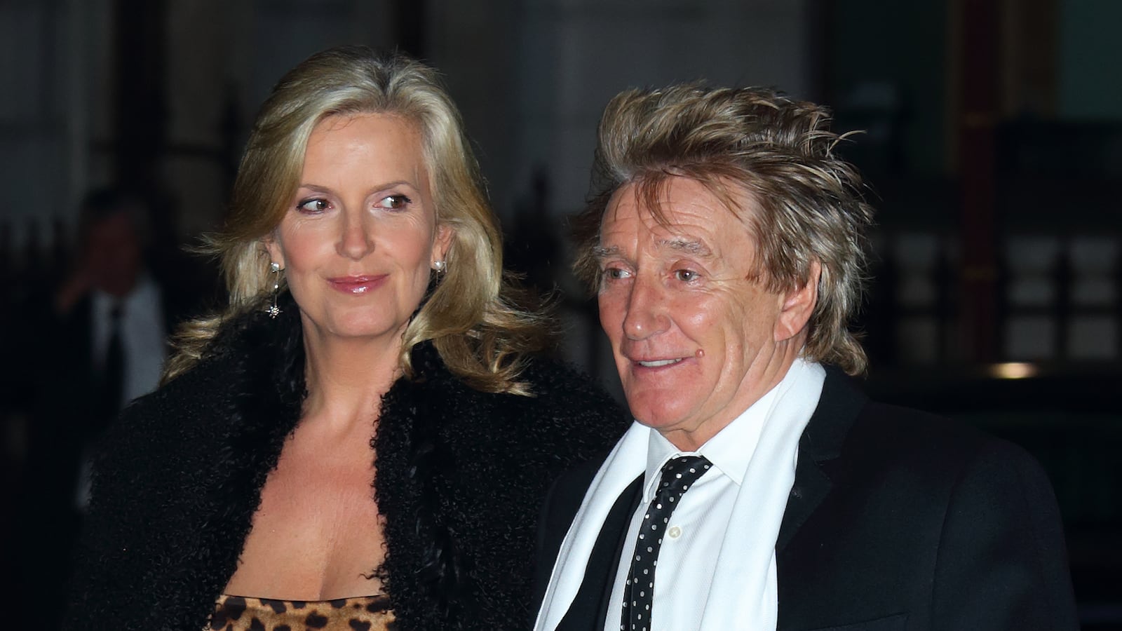 Sir Rod Stewart and wife Penny Lancaster attend a reception and awards ceremony at the Royal Academy of Arts on October 11, 2016, in London, England.
