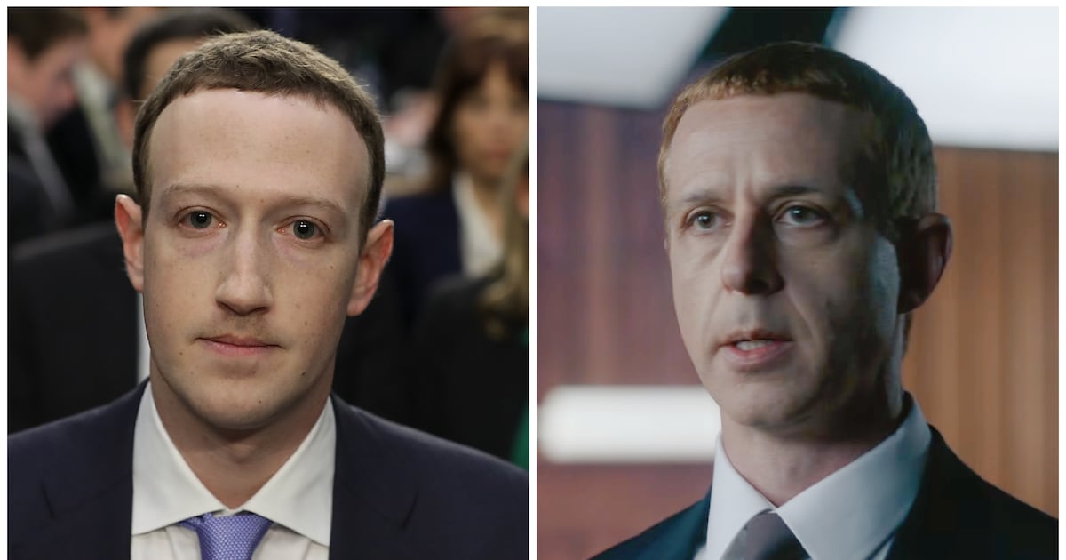 Photo: The Daily Beast Mark Zuckerberg and Jeremy Strong